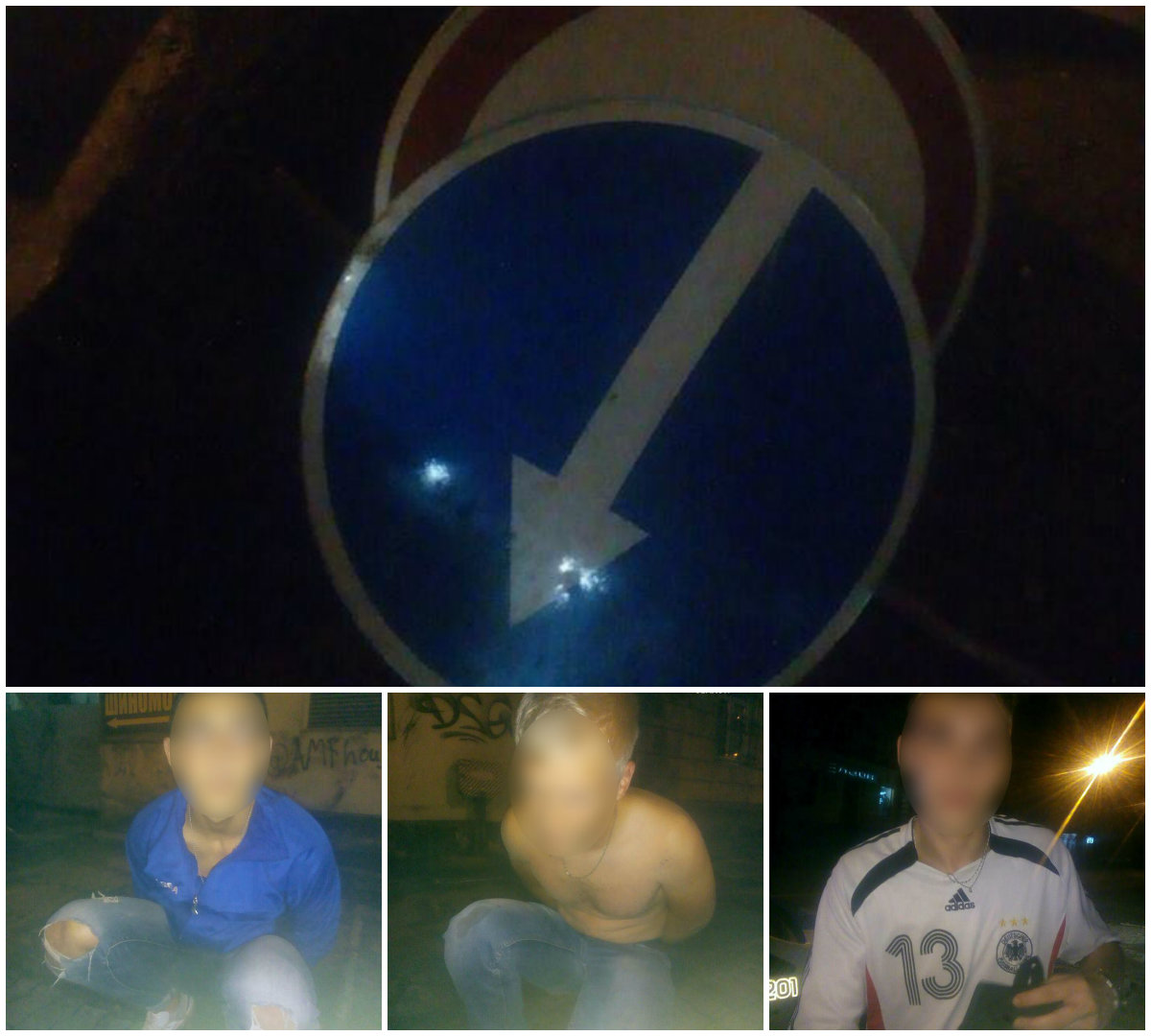 Парни ночью в центре Днепра похитили дорожные знаки