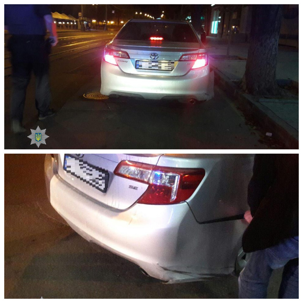 На улице Соборной полицейские остановили автомобиль Toyota Camry с характерными признаками ДТП