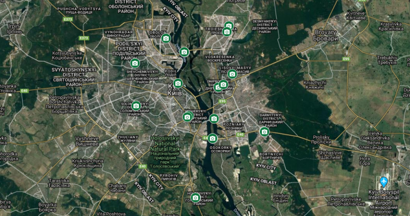 Карта камер фотофиксации нарушений ПДД в Киеве